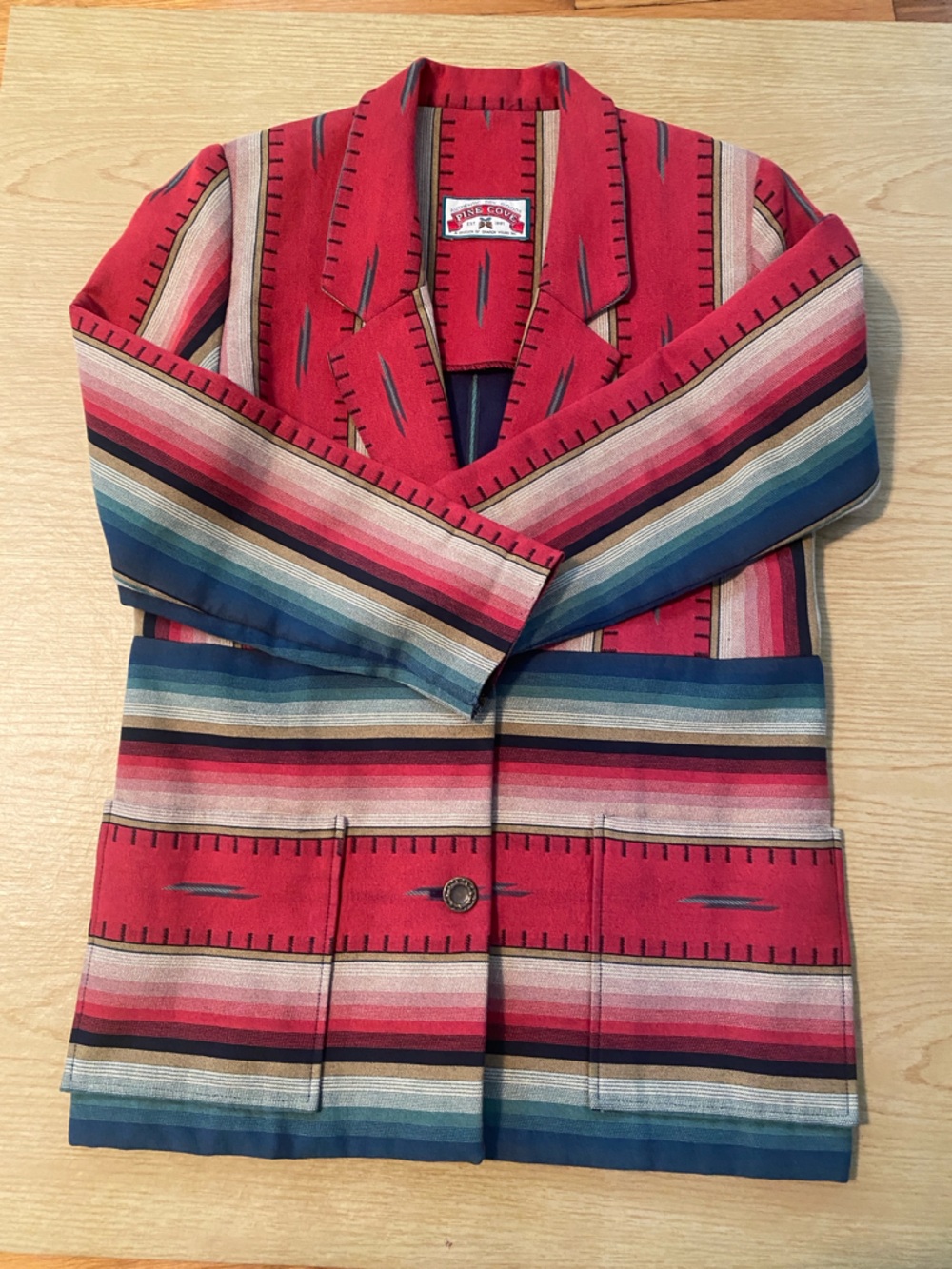 Pine Cove VIBRANT  Red Striped Southwestern Blazer